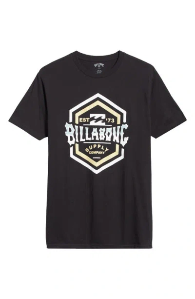 Billabong Stacks Cotton Graphic T-shirt In Black