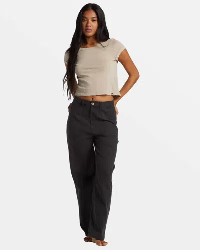 Billabong Stay Grounded Straight Leg Pants In Black Sands In Brown