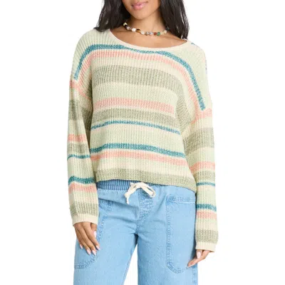 Billabong Stripe Marled Crop Sweater In Multi