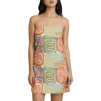 Billabong Summer Glow Strapless Minidress In Multi
