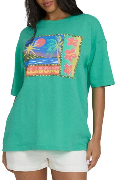 Billabong Summer Heat Cotton Graphic T-shirt In Green