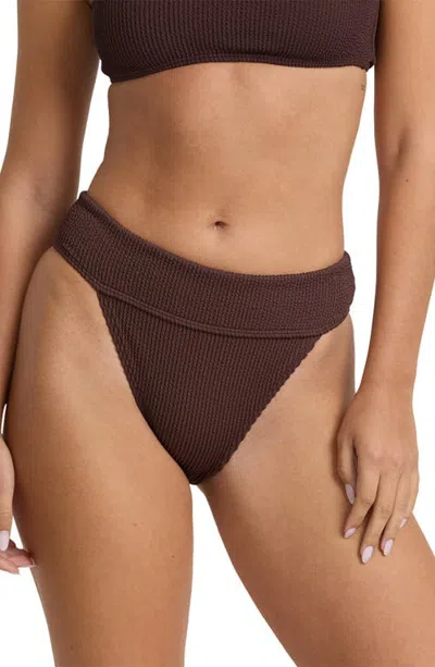 Billabong Summer Hi Aruba High Waist Swim Briefs In Teak