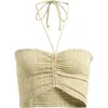 Billabong Summer Sunshine Smocked Crop Tank In Green