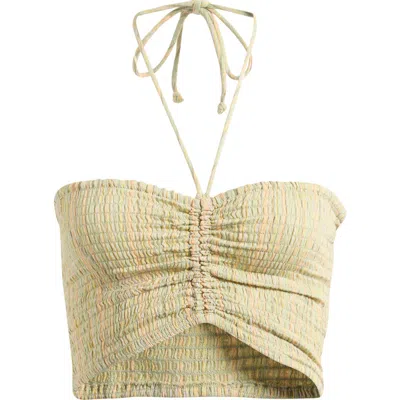 Billabong Summer Sunshine Smocked Crop Tank In Green