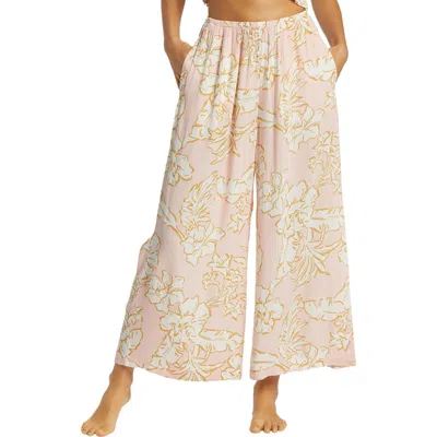 Billabong Sun Catcher Floral Print Wide Leg Pants In Feelin Peachy