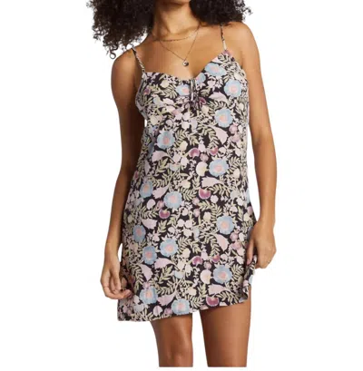 Billabong Sun Chaser Mini Slip Dress In Black Sands In Multi