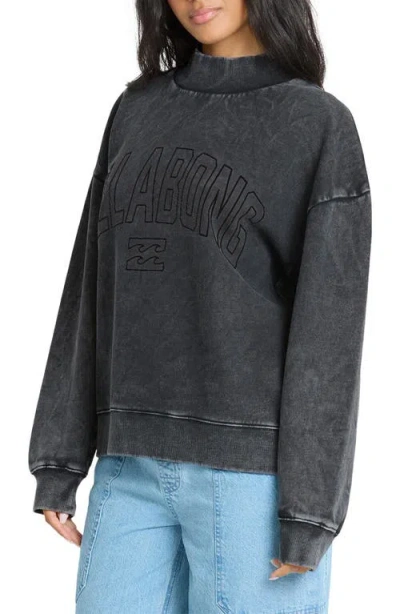 Billabong Sun Washed Mock Neck Graphic Sweatshirt In Gray
