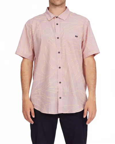 Billabong Sundays Floral Short Sleeve Shirt In Dusty Pink