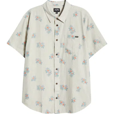 Billabong Sundays Mini Print Short Sleeve Cotton Button-up Shirt In Chino