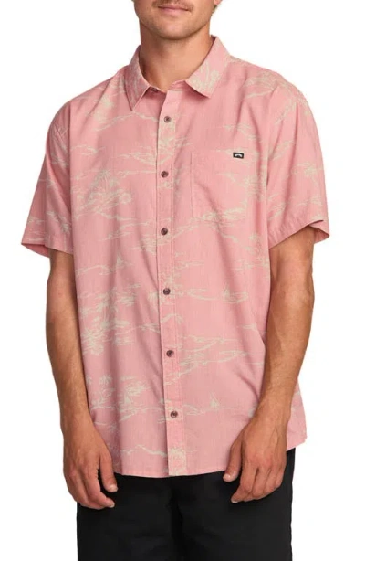 Billabong Sundays Paisley Short Sleeve Button-up Shirt In Purple