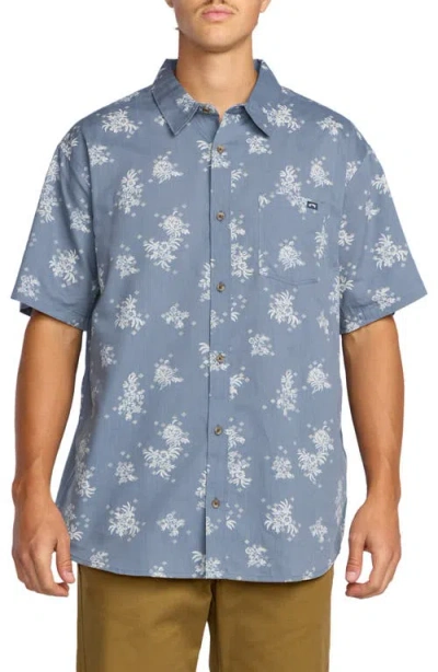 Billabong Sundays Print Short Sleeve Button-up Shirt In Blue