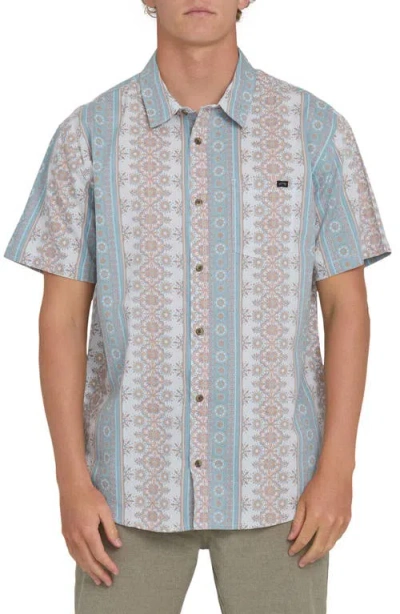 Billabong Sundays Short Sleeve Cotton Blend Button-up Shirt In Blue