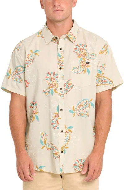 Billabong Sundays Short Sleeve Cotton Blend Button-up Shirt In Neutral
