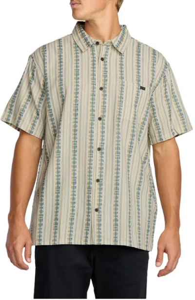 Billabong Sundays Stripe Jacquard Short Sleeve Cotton Button-up Shirt In Neutral