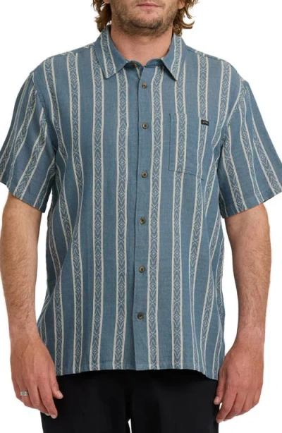 Billabong Sundays Stripe Jacquard Short Sleeve Cotton Button-up Shirt In Blue