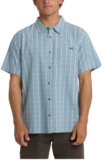 Billabong Sundays Stripe Jacquard Short Sleeve Cotton Button-up Shirt In Blue