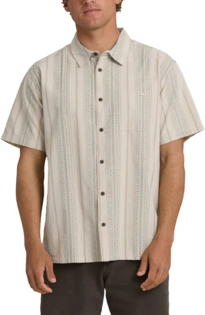 Billabong Sundays Stripe Jacquard Short Sleeve Cotton Button-up Shirt In Neutral