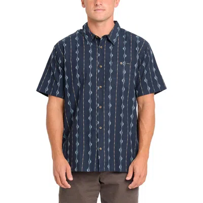 Billabong Sundays Stripe Jacquard Short Sleeve Cotton Button-up Shirt In Blue