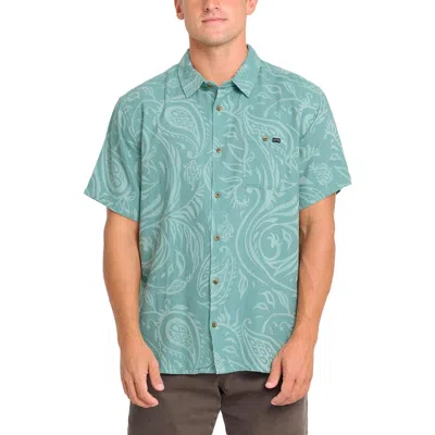 Billabong Sundays Stripe Jacquard Short Sleeve Cotton Button-up Shirt In Green