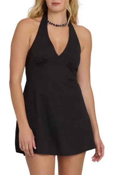 Billabong Sunny Sometimes Halter Minidress In Black