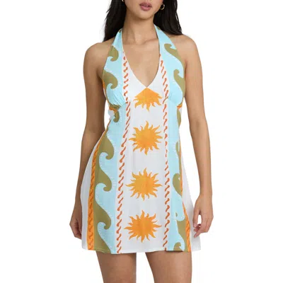Billabong Sunny Sometimes Halter Minidress In Blue