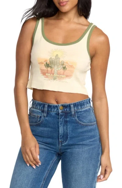 Billabong Sunset Break Tipped Cotton Graphic Tank In Neutral