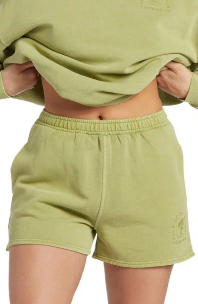 Billabong Sunset Cotton Blend Fleece Shorts In Green