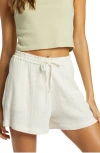 Billabong Sunset Crinkle Drawstring Waist Shorts In Salt Crystal