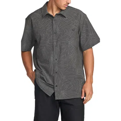 Billabong Surftrek Print Short Sleeve Button-up Shirt In Gray
