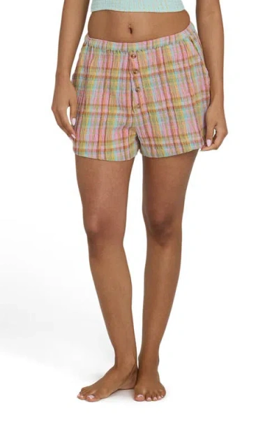 Billabong Sweet Check Print Shorts In Brown