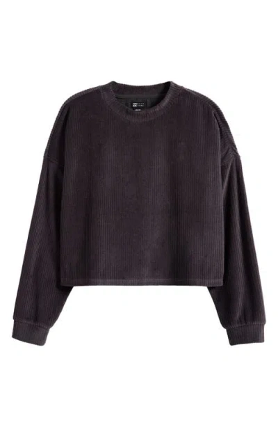 Billabong Sweet Sun Ribbed Velour Sweatshirt In Black Sands