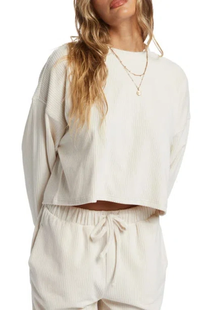 Billabong Sweet Sun Ribbed Velour Sweatshirt In White Cap