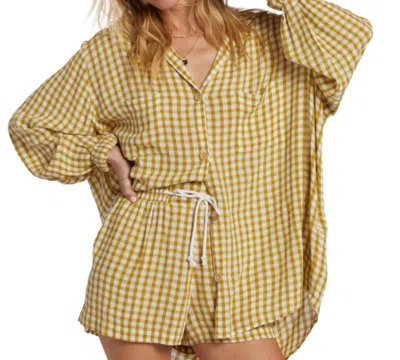 Billabong Swell Blouse In Green Envy In Multi