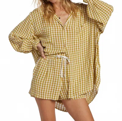 Billabong Swell Blouse In Green In Yellow