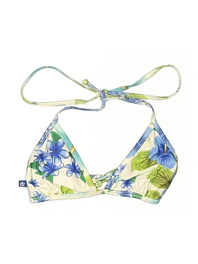 Pre-owned Billabong Swimsuit Top Blue Floral Pattern Swimwear