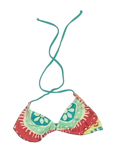 Pre-owned Billabong Swimsuit Top Green Print Pattern Swimwear