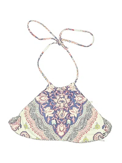 Pre-owned Billabong Swimsuit Top Ivory Paisley Pattern Swimwear In White