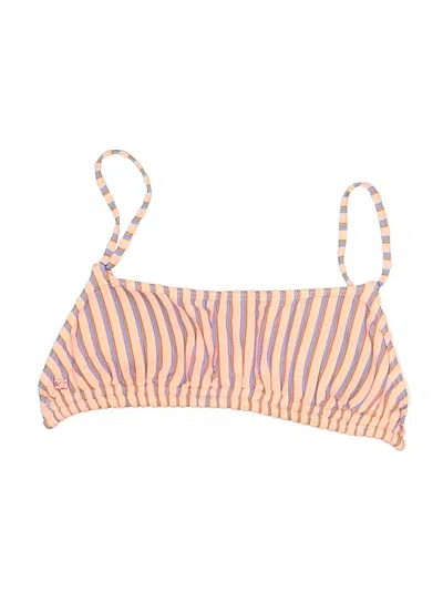 Pre-owned Billabong Swimsuit Top Orange Stripes Pattern Swimwear