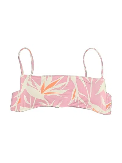 Pre-owned Billabong Swimsuit Top Pink Tropical Pattern Swimwear