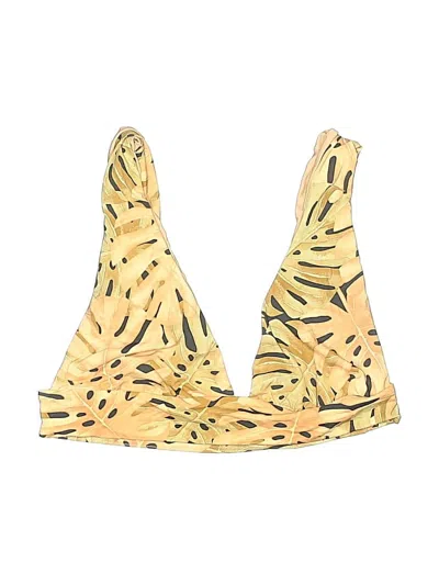 Pre-owned Billabong Swimsuit Top Yellow Animal Print Pattern Swimwear