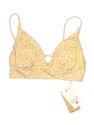 Pre-owned Billabong Swimsuit Top Yellow Paisley Pattern Swimwear