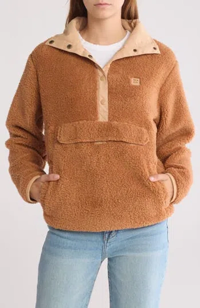 Billabong Switchback Textured Fleece Pullover In Sandalwood