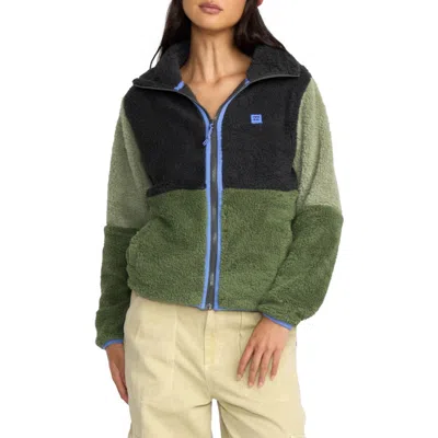 Billabong Switchback Zip High Pile Fleece Jacket In Green
