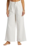 Billabong Tailor Made Wide Leg Cotton Pants In Salt Crystal