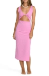 Billabong Take A Look Convertible Rib Midi Dress In Pink
