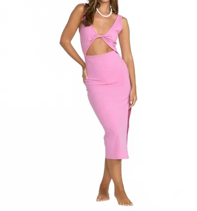 Billabong Take A Look Convertible Rib Midi Dress In Pink