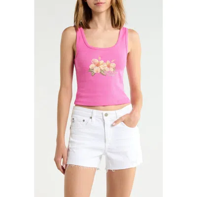 Billabong Take A Second Floral Cotton Tank In Pink