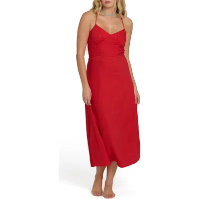 Billabong Take It Back Cotton Blend Midi Sundress In Red