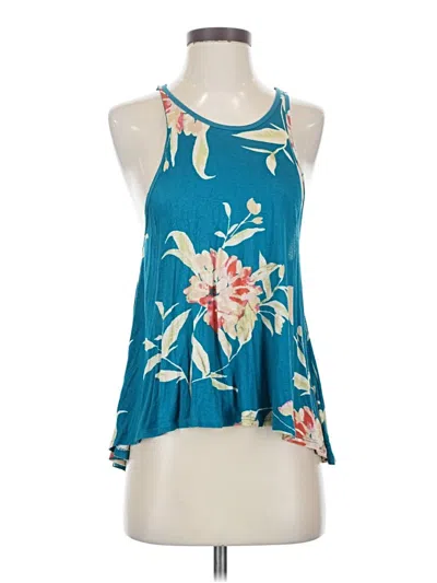 Pre-owned Billabong Tank Top Teal Halter Neckline Tops In Blue