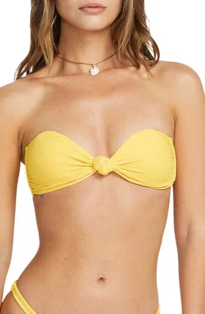 Billabong Tanlines Lola Knotted Bandeau Bikini Top In Yellow